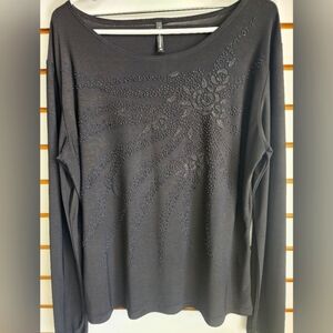 Beaded floral long sleeve top XL